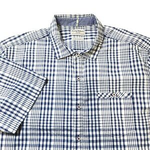 Tommy Bahama Mens Short Sleeve‎ Island Modern Fit Gingham Shirt Blue White L